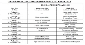 icwai dec 2014 exam time table